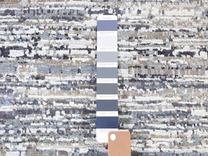Modern / Contemporary hand-knotted wool/silk rug in Blue, 10' x 14' — SKU O066970 (view 6)