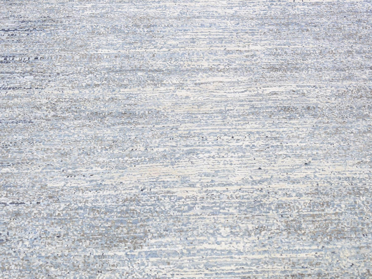 Modern / Contemporary hand-knotted wool/silk rug in Blue, 10' x 14' — SKU O066970 (view 7)