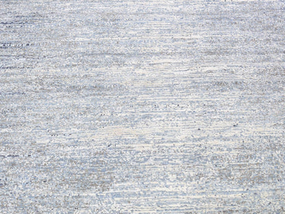 Modern / Contemporary hand-knotted wool/silk rug in Blue, 10' x 14' — SKU O066970 (view 7)