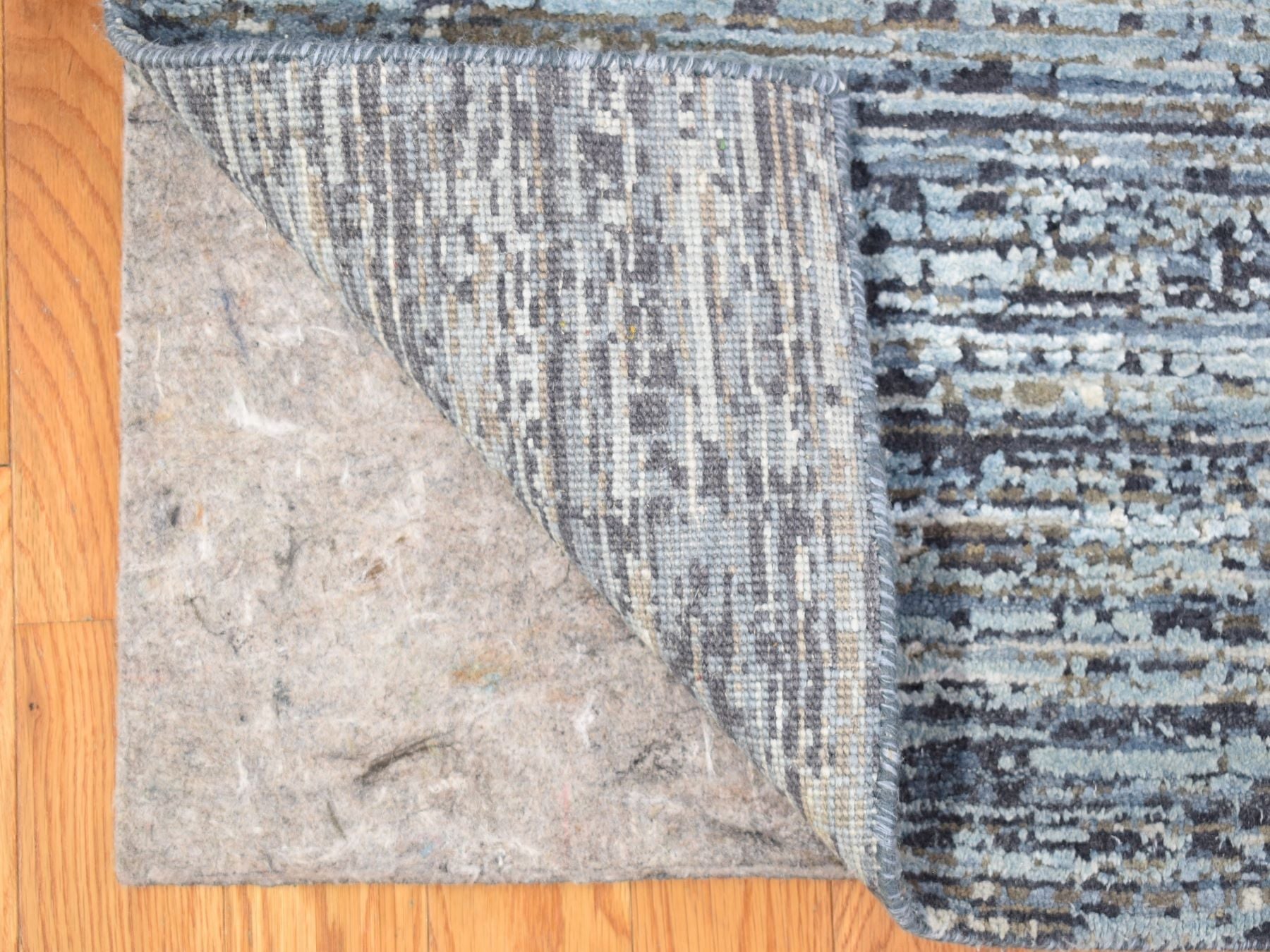 Modern / Contemporary hand-knotted wool/silk rug in Blue, 12' x 18' — SKU O066974 (view 3)