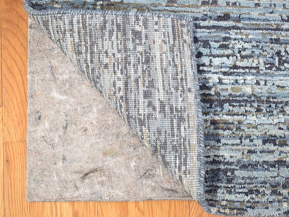 Modern / Contemporary hand-knotted wool/silk rug in Blue, 12' x 18' — SKU O066974 (view 3)