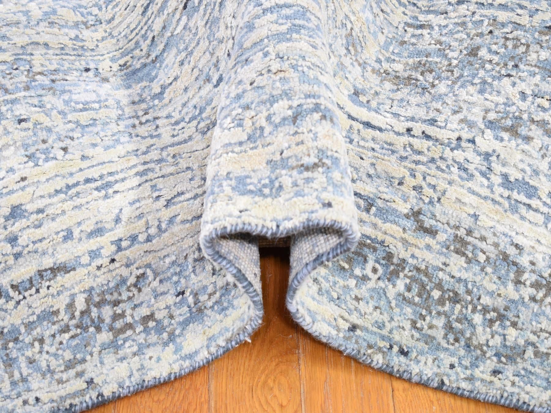 Modern / Contemporary hand-knotted wool/silk rug in Blue, 12' x 18' — SKU O066974 (view 4)