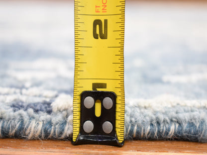 Modern / Contemporary hand-knotted wool/silk runner in Blue, 3'8" x 17'2" — SKU O066984 (view 5)