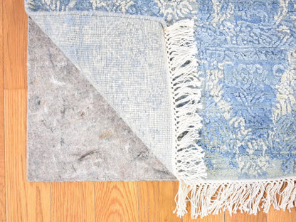 Modern / Contemporary hand-knotted wool/silk rug in Blue, 6' x 9'3" — SKU O066986 (view 2)