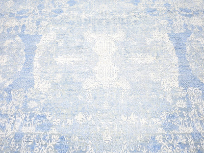 Modern / Contemporary hand-knotted wool/silk rug in Blue, 6' x 9'3" — SKU O066986 (view 4)