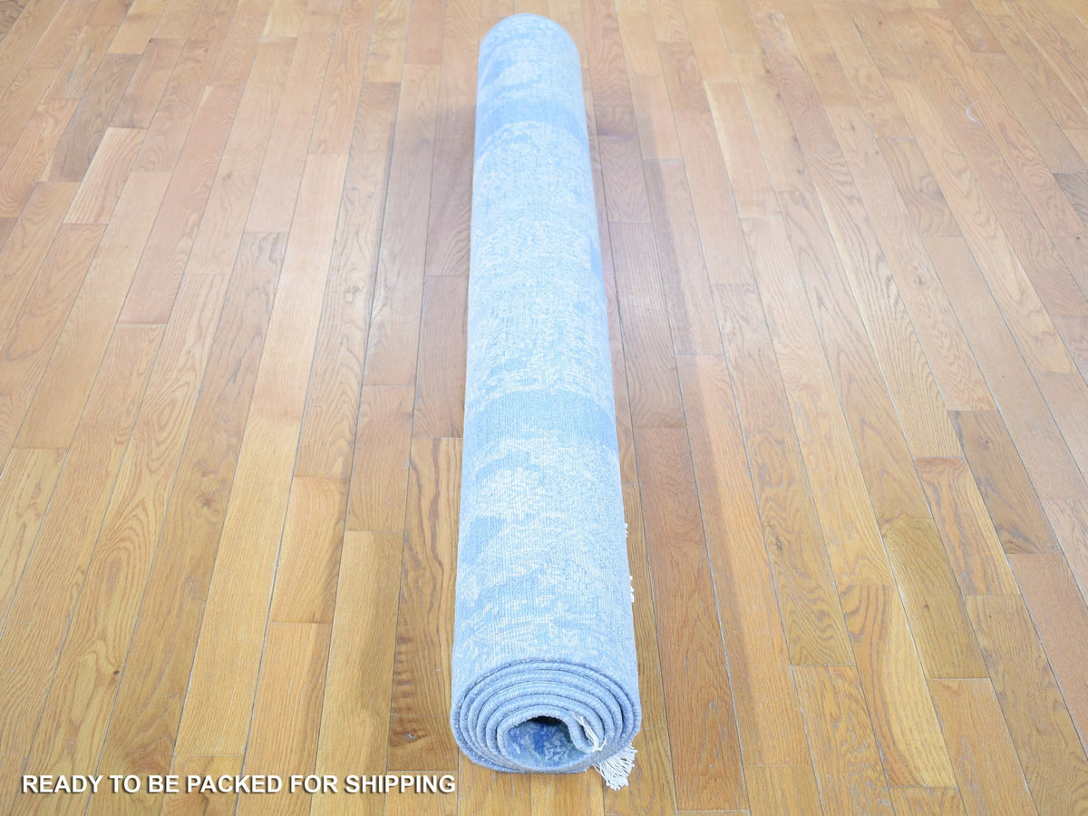 Modern / Contemporary hand-knotted wool/silk rug in Blue, 6' x 9'3" — SKU O066986 (view 7)