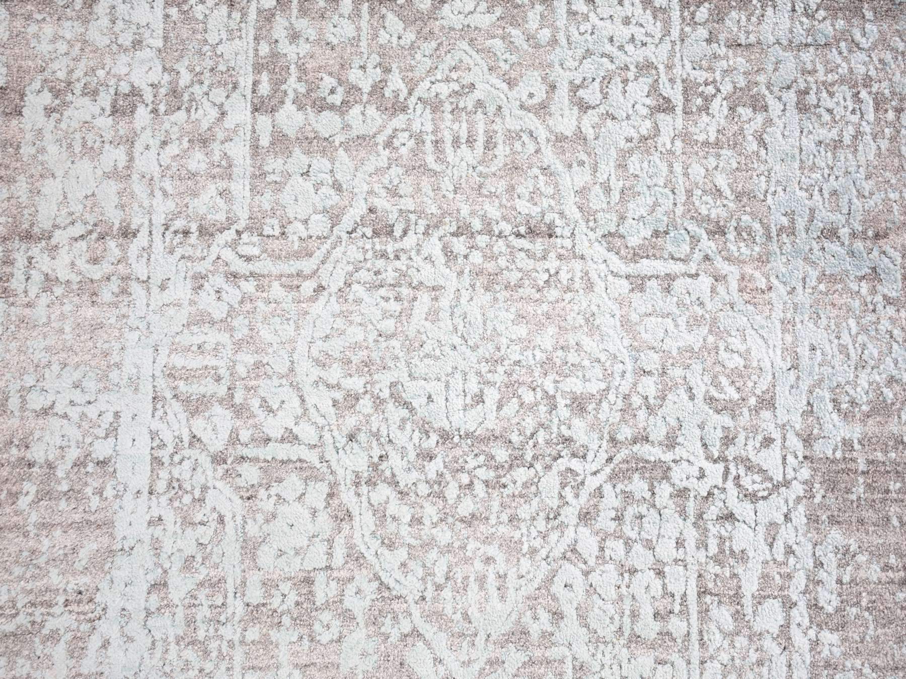 Transitional hand-knotted wool/silk runner in Blue, 2'7" x 14' — SKU O066988 (view 3)