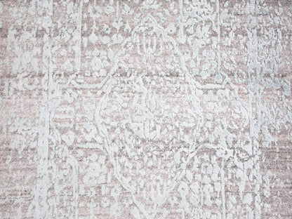 Transitional hand-knotted wool/silk runner in Blue, 2'7" x 14' — SKU O066988 (view 3)
