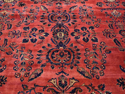 Red 12'4" x 19'3" Antique Hand knotted Wool Rug - Sku: O066991