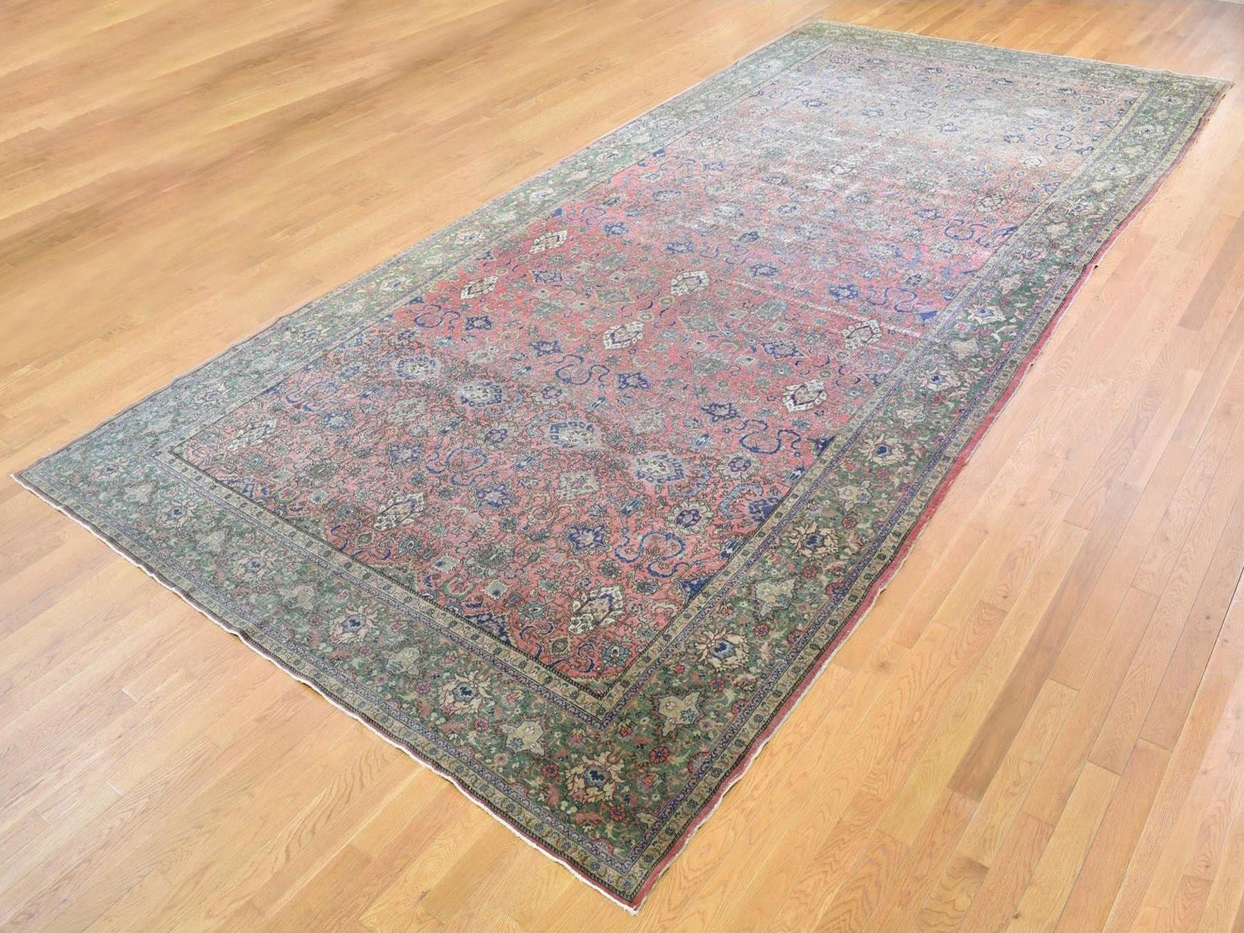 Sivas Antique hand-knotted wool rug in Pink & Green, 9'2" x 19'2" — SKU O066995 (view 2)