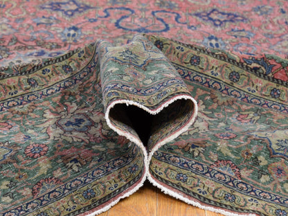 Pink 9'2" x 19'2" Antique Hand knotted Wool Rug - Sku: O066995