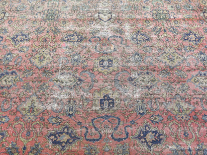 Pink 9'2" x 19'2" Antique Hand knotted Wool Rug - Sku: O066995