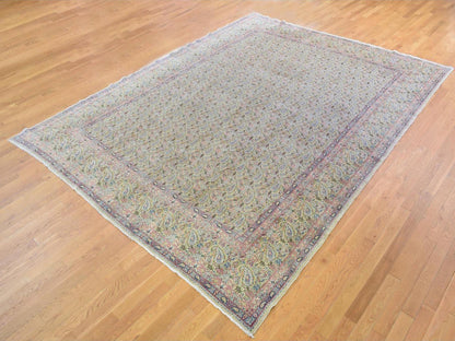 Ivory 10'0" x 13'0" Antique Hand knotted Wool Rug - Sku: O066998