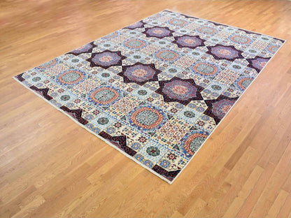 Ivory 10'0" x 13'9" Mamluk Hand knotted Wool Rug - Sku: O066999