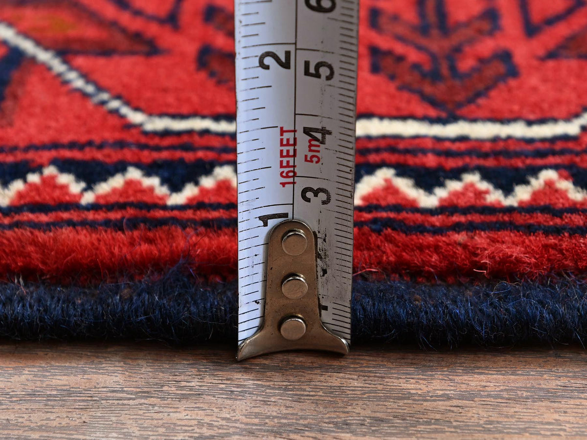 Tribal Tribal & Geometric hand-knotted wool rug in Red, 3'11" x 6'4" — SKU O0669 (view 6)