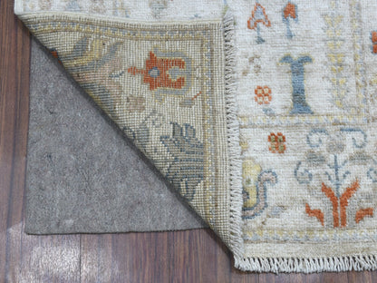 Ivory 2'9" x 15'6" Oushak And Peshawar Hand knotted Wool Rug - Sku: O067025