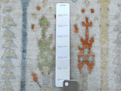 Ivory 2'9" x 15'6" Oushak And Peshawar Hand knotted Wool Rug - Sku: O067025