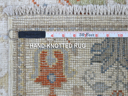 Ivory 2'9" x 15'6" Oushak And Peshawar Hand knotted Wool Rug - Sku: O067025