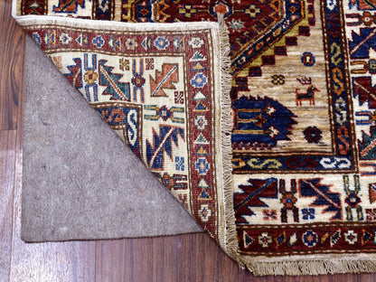 Beige 2'8" x 10'0" Kazak Hand knotted Wool Rug - Sku: O067085