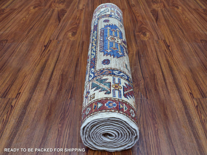 Beige 2'8" x 10'0" Kazak Hand knotted Wool Rug - Sku: O067085
