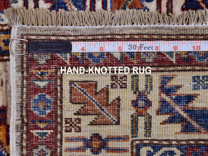 Beige 2'8" x 10'0" Kazak Hand knotted Wool Rug - Sku: O067085