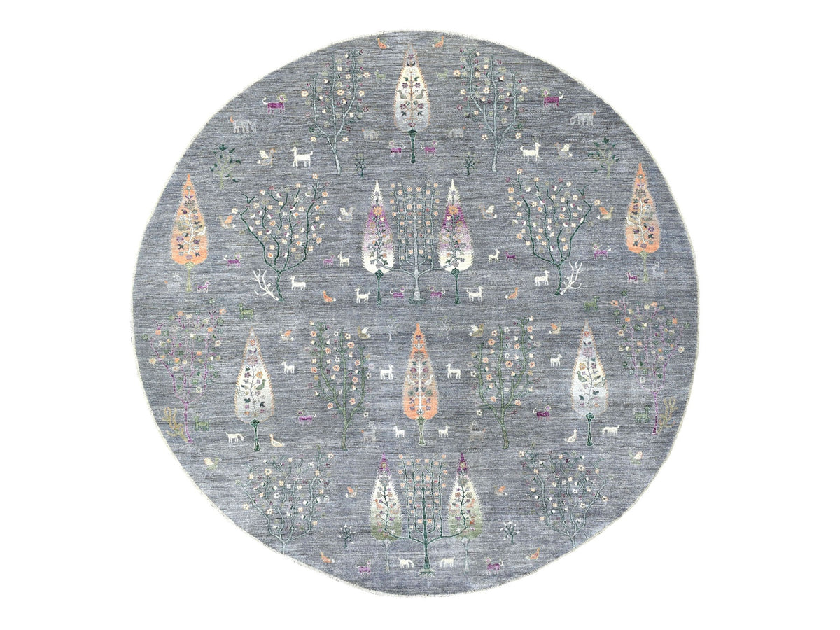 Peshawar Transitional hand-knotted wool rug in Gray, 12' x 12' — SKU O067159