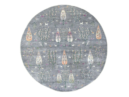Grey 12'0" x 12'0" Transitional Hand knotted Wool Rug - Sku: O067159
