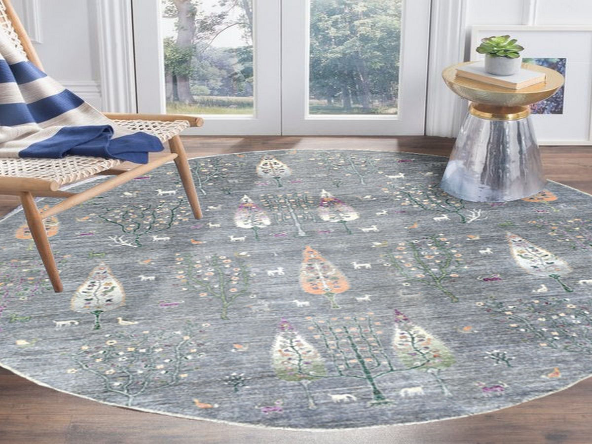 Peshawar Transitional hand-knotted wool rug in Gray, 12' x 12' — SKU O067159 (view 2)