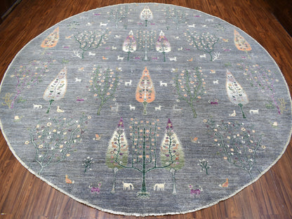 Grey 12'0" x 12'0" Transitional Hand knotted Wool Rug - Sku: O067159