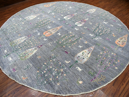 Grey 12'0" x 12'0" Transitional Hand knotted Wool Rug - Sku: O067159