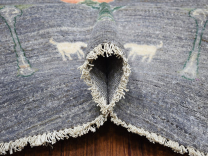 Grey 12'0" x 12'0" Transitional Hand knotted Wool Rug - Sku: O067159