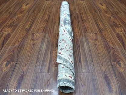 Grey 4'0" x 4'0" Oushak And Peshawar Hand knotted Wool Rug - Sku: O067172