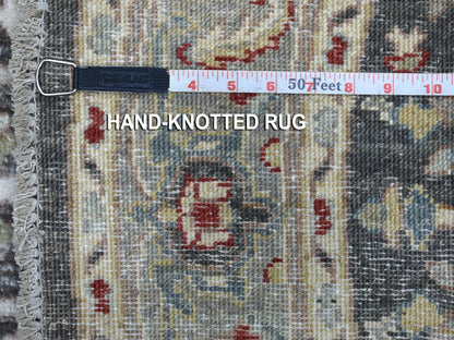 Grey 4'0" x 4'0" Oushak And Peshawar Hand knotted Wool Rug - Sku: O067172