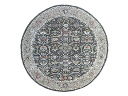 Grey 9'9" x 9'10" Oushak And Peshawar Hand knotted Wool Rug - Sku: O067183