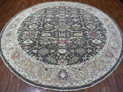 Grey 9'9" x 9'10" Oushak And Peshawar Hand knotted Wool Rug - Sku: O067183
