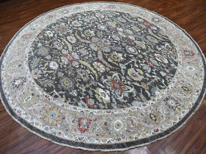 Grey 9'9" x 9'10" Oushak And Peshawar Hand knotted Wool Rug - Sku: O067183