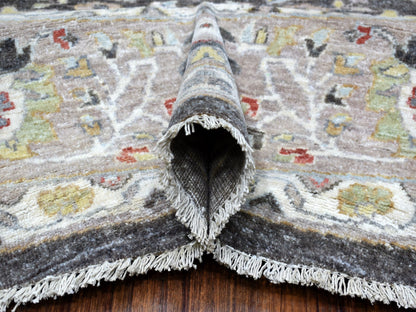 Grey 9'9" x 9'10" Oushak And Peshawar Hand knotted Wool Rug - Sku: O067183