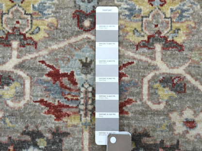 Grey 5'8" x 5'9" Oushak And Peshawar Hand knotted Wool Rug - Sku: O067189