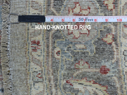 Grey 5'8" x 5'9" Oushak And Peshawar Hand knotted Wool Rug - Sku: O067189