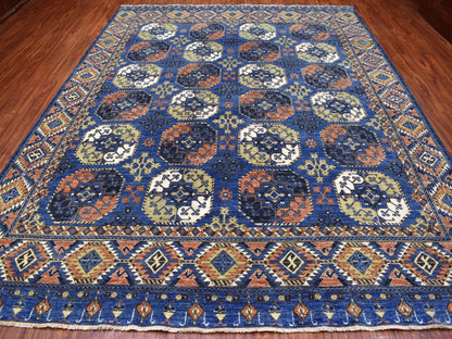 Ersari Tribal & Geometric hand-knotted wool rug in Blue, 9'5" x 12' — SKU O067263 (view 2)