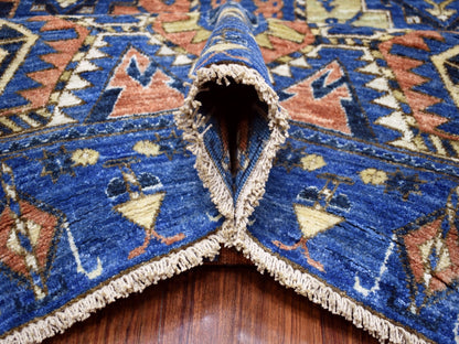 Ersari Tribal & Geometric hand-knotted wool rug in Blue, 9'5" x 12' — SKU O067263 (view 5)