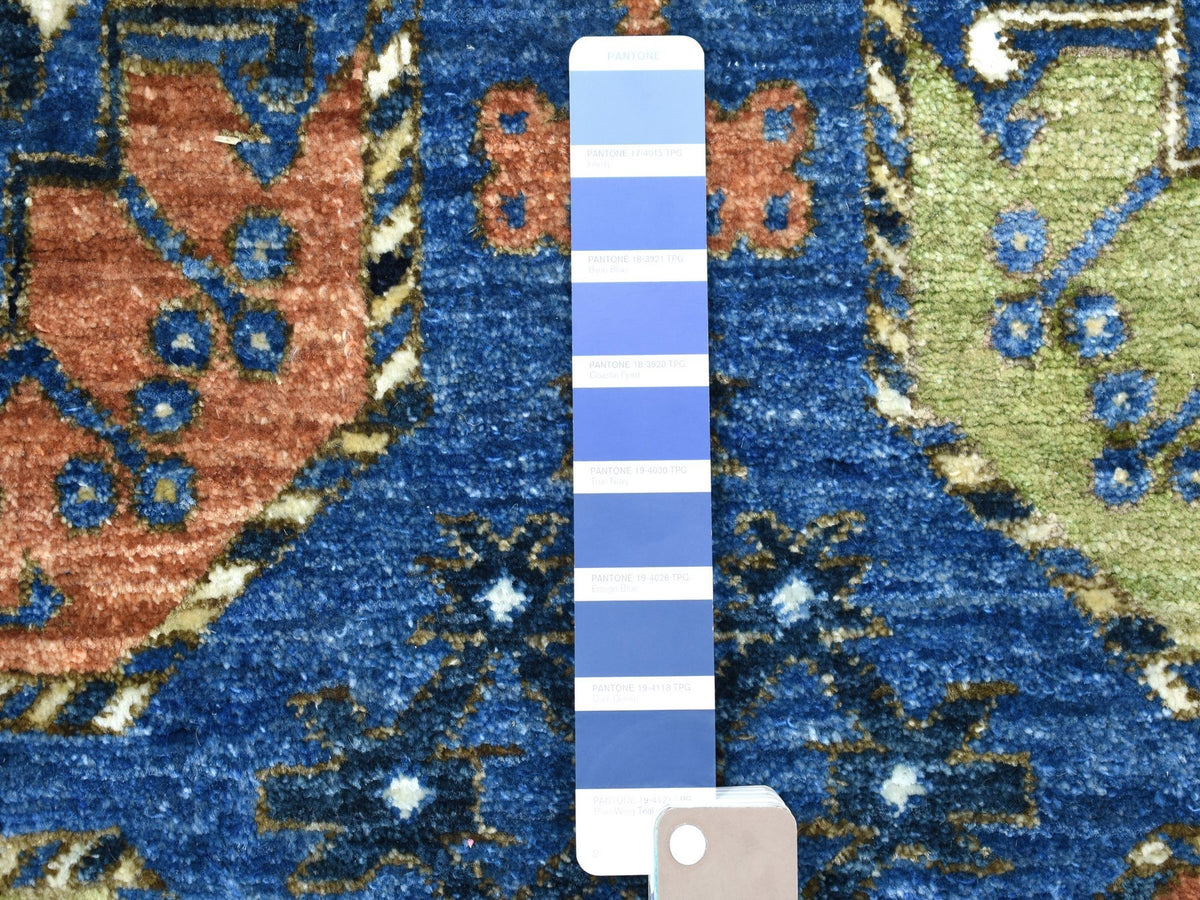 Ersari Tribal & Geometric hand-knotted wool rug in Blue, 9'5" x 12' — SKU O067263 (view 7)