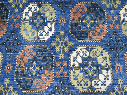 Ersari Tribal & Geometric hand-knotted wool rug in Blue, 9'5" x 12' — SKU O067263 (view 8)