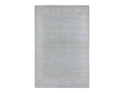Grey 6'0" x 8'10" Oushak And Peshawar Hand knotted Wool Rug - Sku: O067375