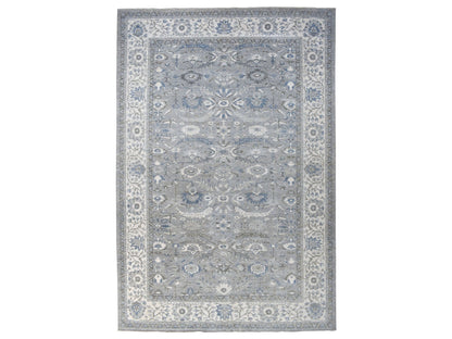Mahal Oushak hand-knotted wool rug in Gray & Ivory, 12' x 17'8" — SKU O067383