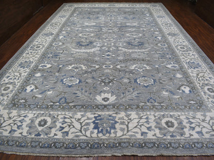 Mahal Oushak hand-knotted wool rug in Gray & Ivory, 12' x 17'8" — SKU O067383 (view 3)