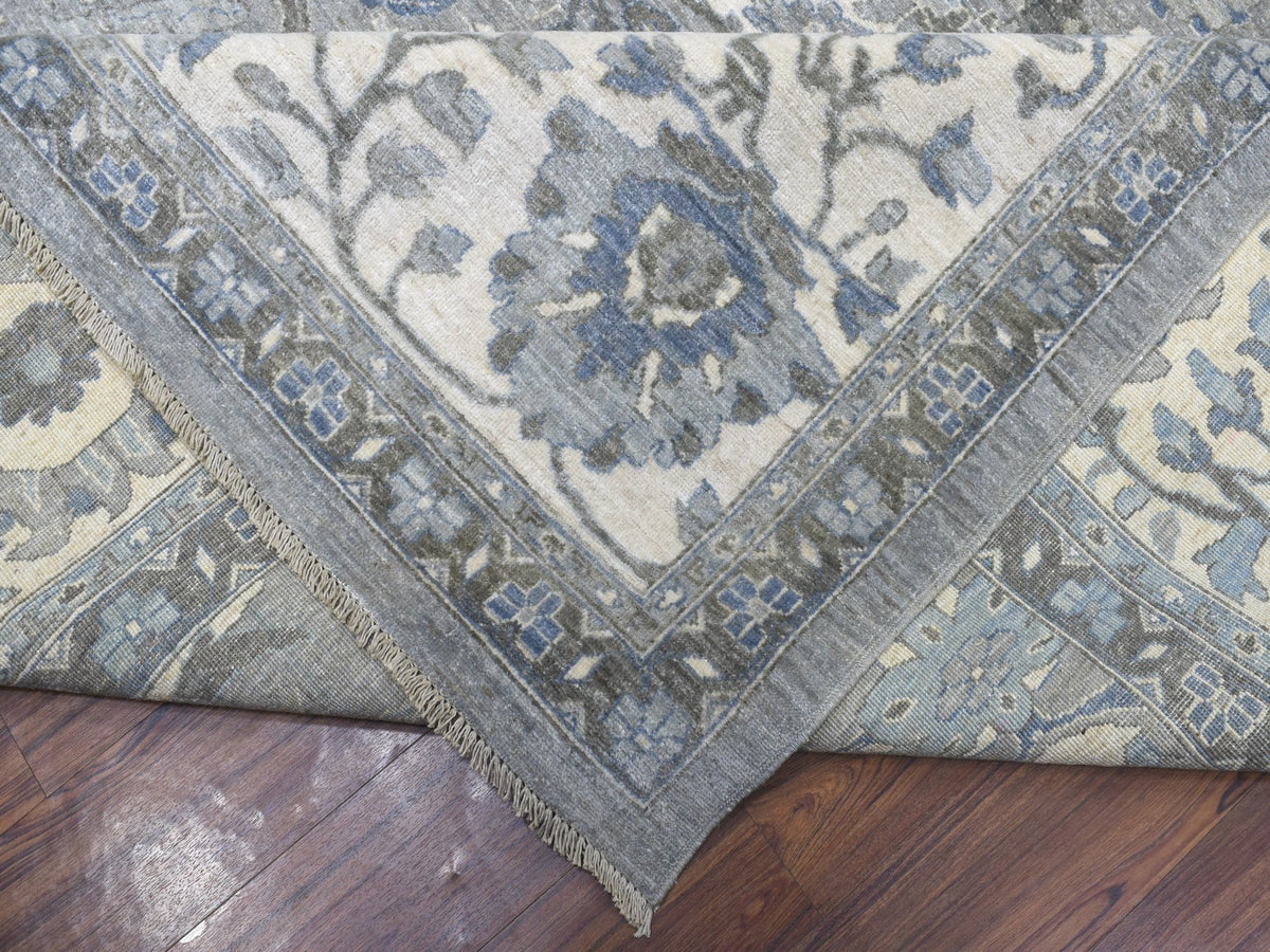 Mahal Oushak hand-knotted wool rug in Gray & Ivory, 12' x 17'8" — SKU O067383 (view 7)