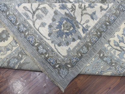 Mahal Oushak hand-knotted wool rug in Gray & Ivory, 12' x 17'8" — SKU O067383 (view 7)