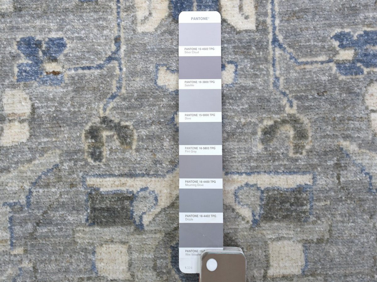 Mahal Oushak hand-knotted wool rug in Gray & Ivory, 12' x 17'8" — SKU O067383 (view 8)