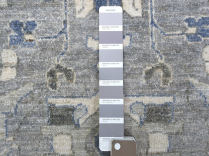 Mahal Oushak hand-knotted wool rug in Gray & Ivory, 12' x 17'8" — SKU O067383 (view 8)